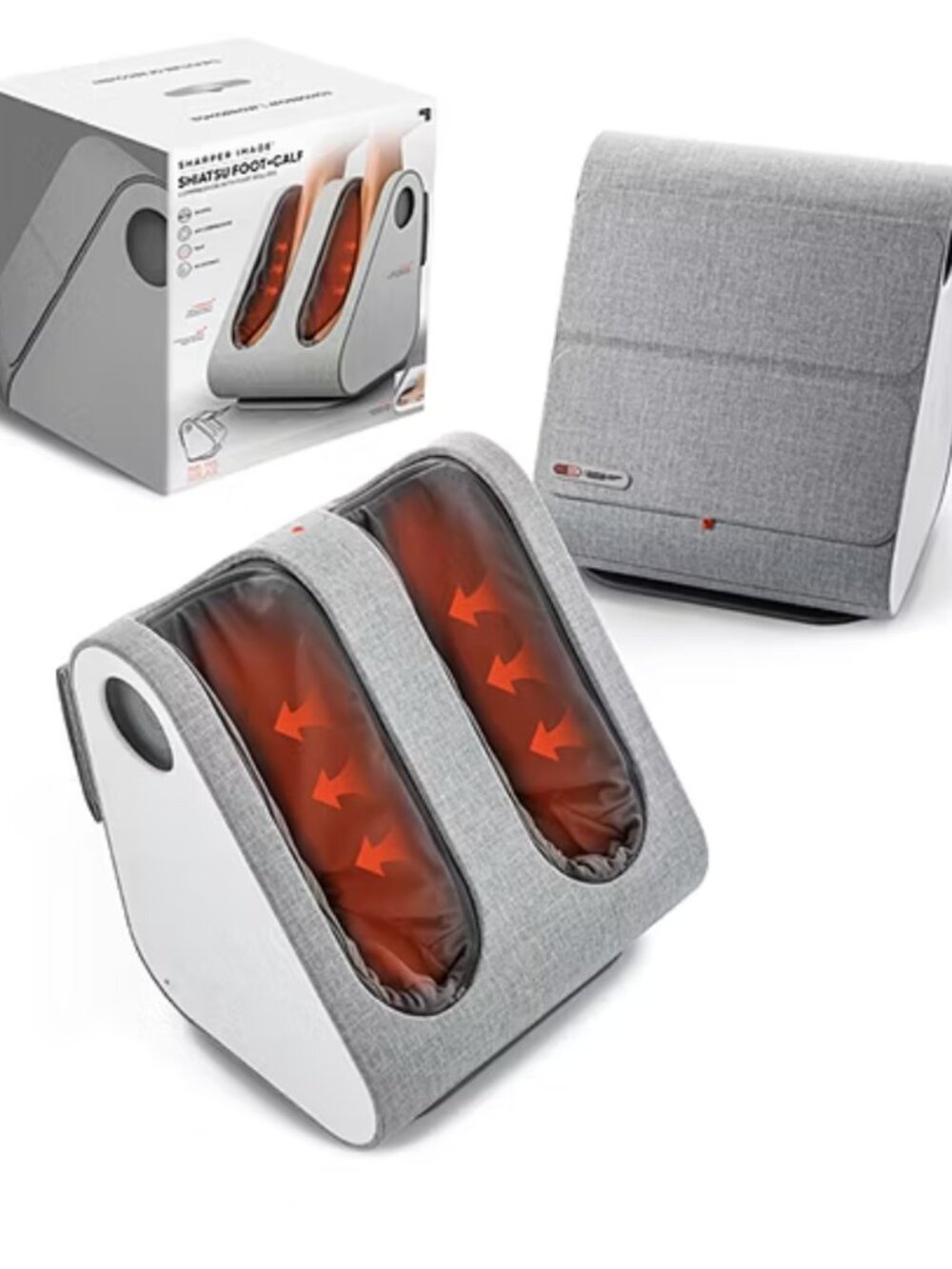NEW IN BOX~ Sharper Image Shiatsu Foot + Calf Massager with Heat and Compression